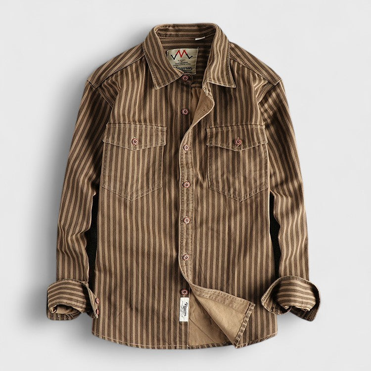 ADAM | Koszula Retro w Paski z Długim Rękawem