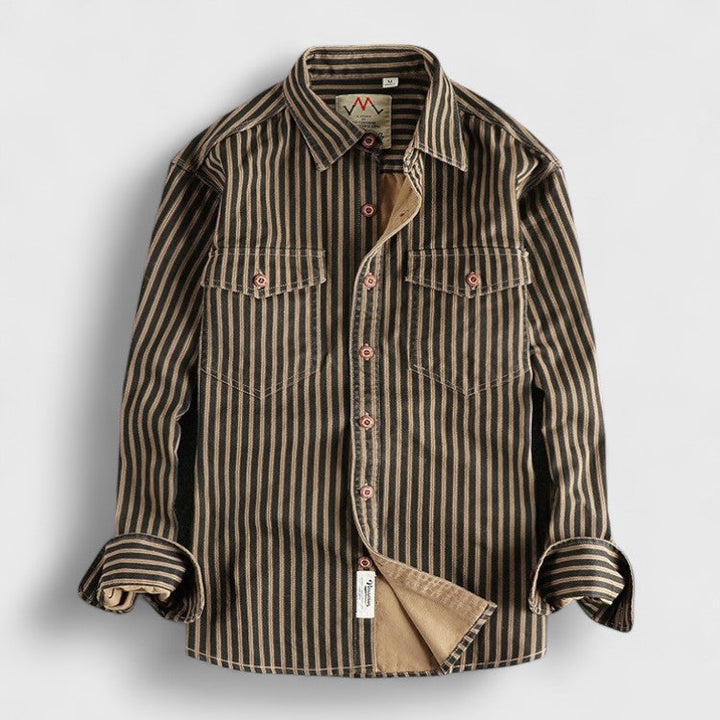 ADAM | Koszula Retro w Paski z Długim Rękawem